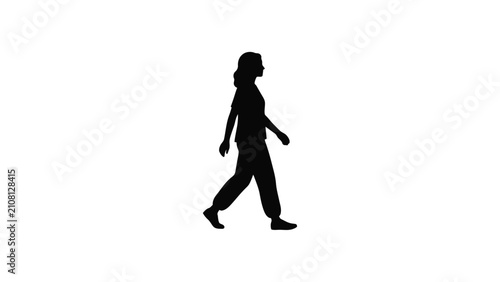 Black silhouette of a lone person walking with arms swinging