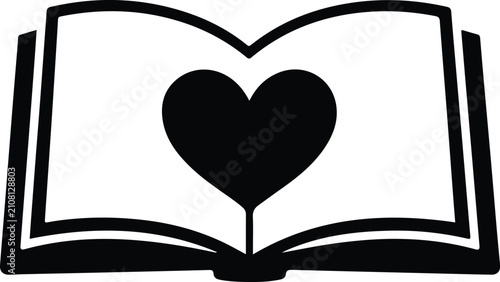 Open Book Heart Reading Education Vector Icon For Literacy Logo