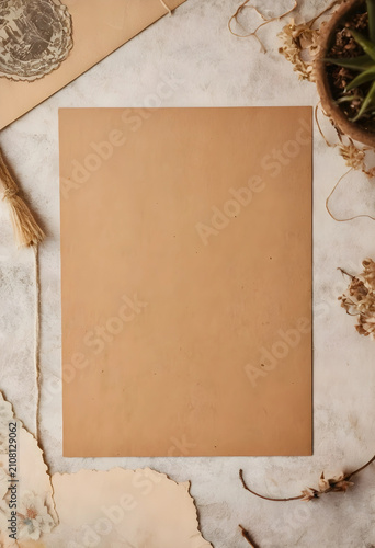 Blank brown paper sheet wit...