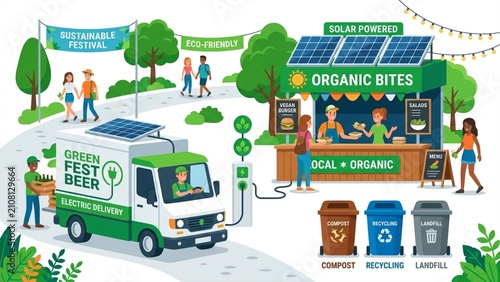 Sustainable Music Festival Logistics and Eco-Friendly Event Vector
