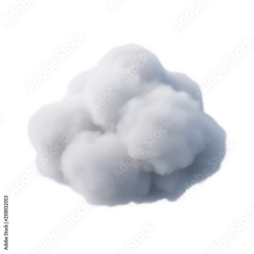 Fluffy Cumulus Cloud during daylight with soft lighting isolated on transparent background