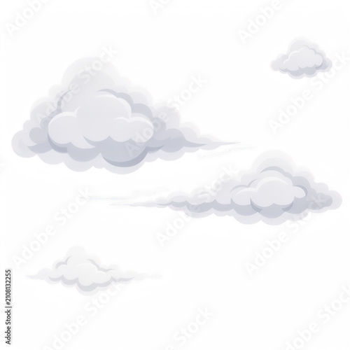 Fluffy cumulus clouds drifting across a bright sky during daytime isolated on transparent background