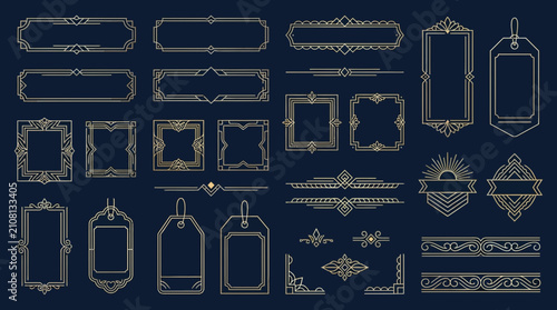Decorative Art Deco Frames and Borders - Elegant Geometric Ornate Design Elements