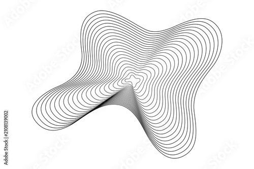 Canvastavla Wavy topographic lines forming abstract organic shape with distorted circular patterns isolated on transparent grid for creative use