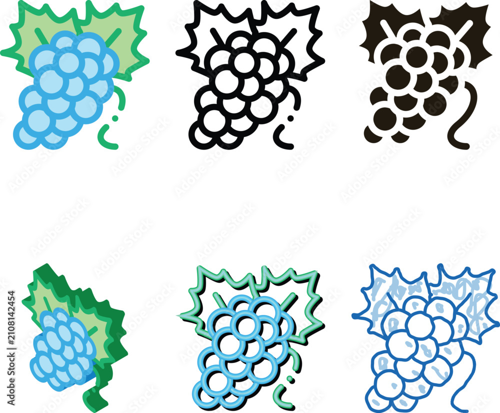 Obraz premium bunch of grapes icon vector. bunch of mix grapes sign. color symbol