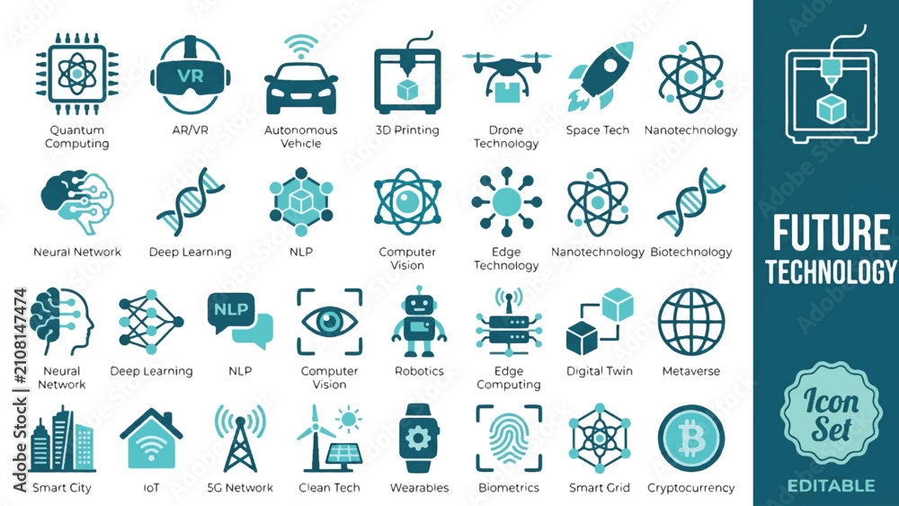 Fototapeta premium Future technology icon set vector illustration