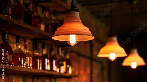 liqueur. A vintage bar corner with shelves of dark liqueur bottles under warm light. bar promotions, beverage menus, designed for food & beverage menus and cafe branding.