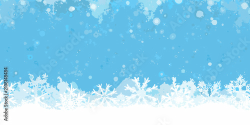 Tableau sur toile Snowflake Pattern With Soft Blue Gradient Background And White Elements