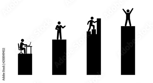 Business Growth Stages, Career Progression, Success Ladder, Achievement Levels