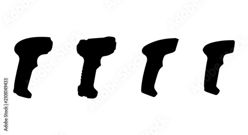 Barcode Scanner Silhouettes, Retail Technology Icons, Point of Sale Equipment, Product Identification Tools