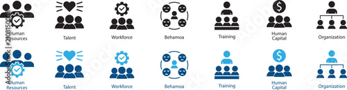 Fotografie Crowd icon set, group people, community, audience, team