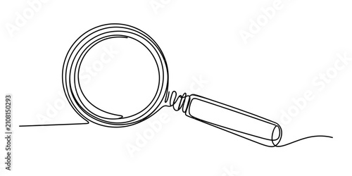 Foto Magnifying glass drawn in a single continuous line style Vector, illustration