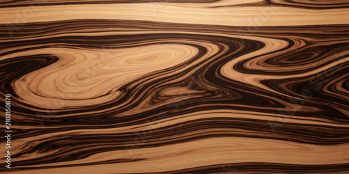 Photos Striking close-up of exotic ebony wood grain, showcasing a mesmerizing swirl of rich black and warm brown patterns, perfect for natural texture backgrounds