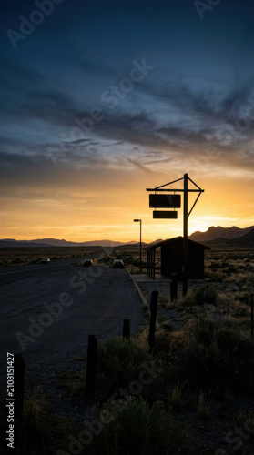 Dramatic Sunset Illuminates Remote Desert Landscape Scenic View
