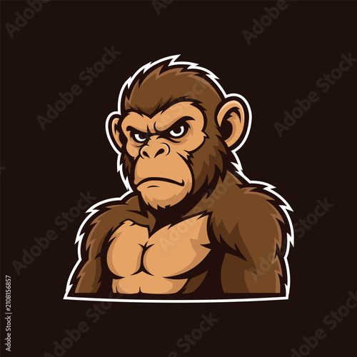 Sticker monkey mascot logo vector design template simple and modern
