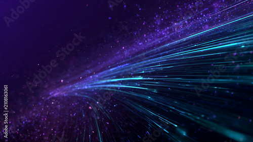 Futuristic Digital Light Streaks in Dark Space.