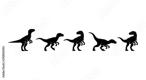 Canvastavla Dinosaur Silhouette Evolution, Prehistoric Raptor Stages, Ancient Reptile Moveme