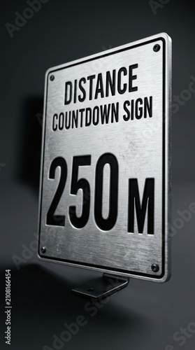 Distance Countdown Sign 250 Meters Marking A Milestone Or Goal