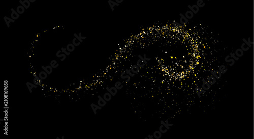Quadro su tela Brilliant gold dust ribbon flows through a magical curve