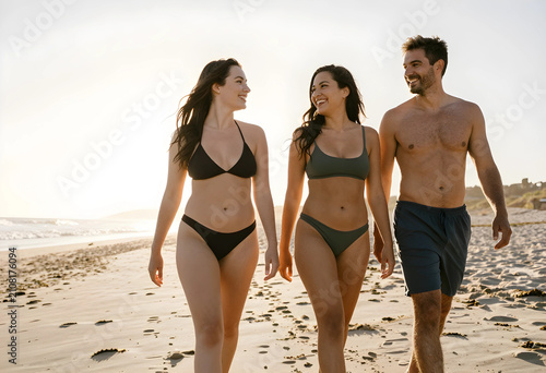 Three smiling young adults ...