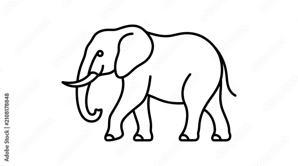 Fototapeta premium Elephant Outline Icon Vector