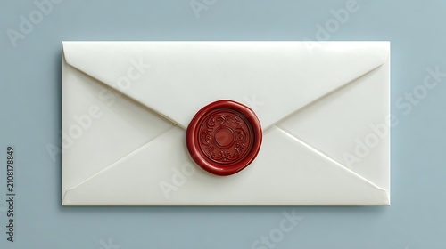Vintage Antique Envelope with Red Wax Seal on Aged Parchment Paper with Compass and Rustic Wooden Background for Historical Letter and Heritage Correspondence Concept