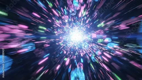 High Speed Flight Through Futuristic Digital Data Tunnel