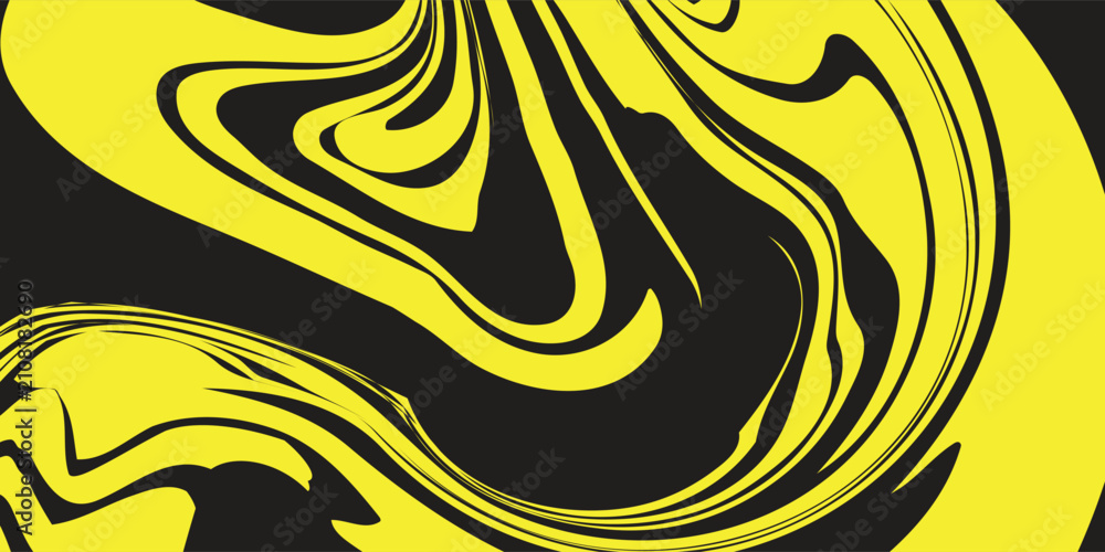 Fototapeta premium Abstract Yellow and Black Liquid Marble Swirl Background with Dynamic Fluid Pattern