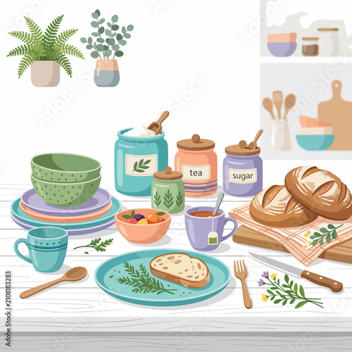 Fresh ingredients and herbs for healthy cooking preparation.