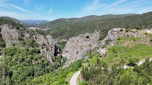 Orbit Pullback Revealing a Canyon and Schist Villages in Portugal