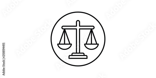Scales of justice icon legal representation and fair trial symbol