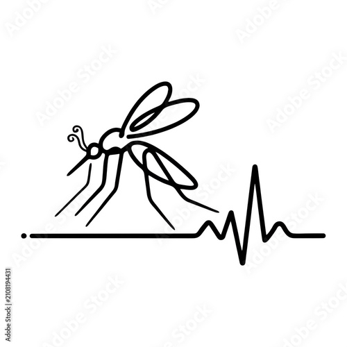Mosquito icon with electrocardiogram line representing disease vector concept Isolated on transparent background