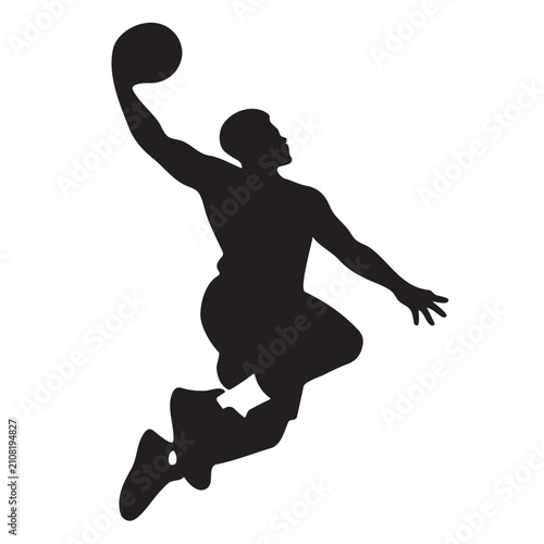 silhouette of a basket ball man jumping