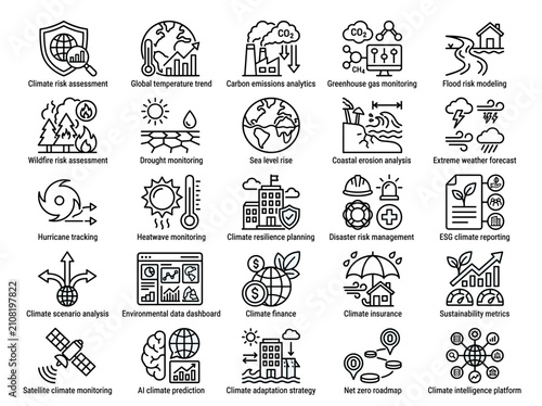 Federated Learning and Privacy Preserving AI Line Icon Set