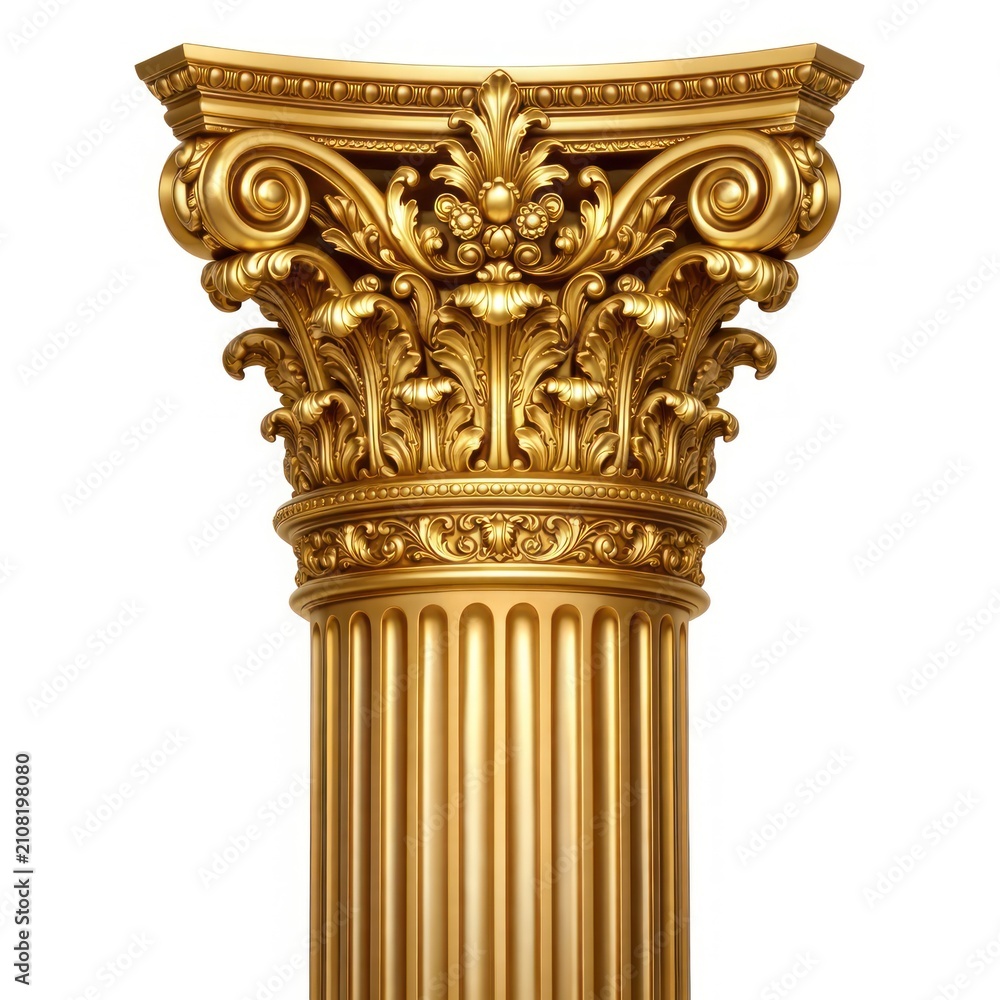 Obraz premium Ornate golden Corinthian column illustration