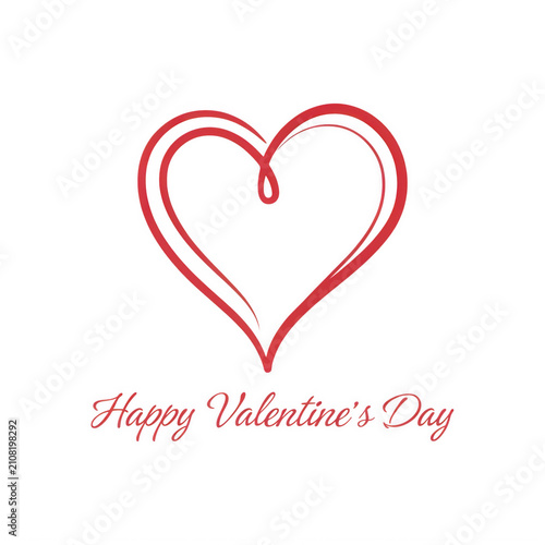 Red Heart Drawn with Single Line during Romantic Celebration Isolated on transparent background