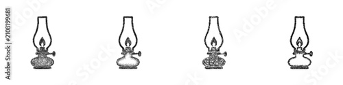 Foto Monochrome sketch oil lamp icon design set
