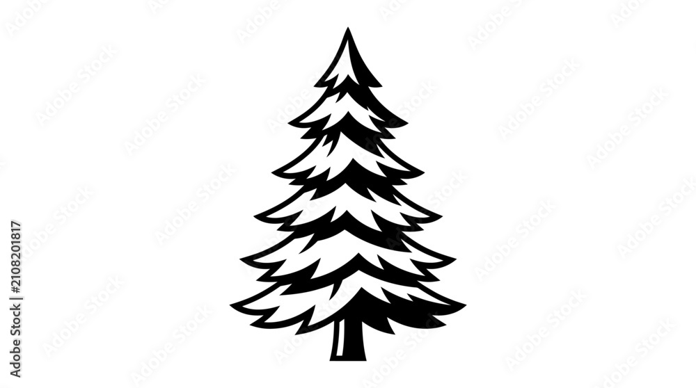 Obraz premium Black and White Pine Tree Woodcut Vector