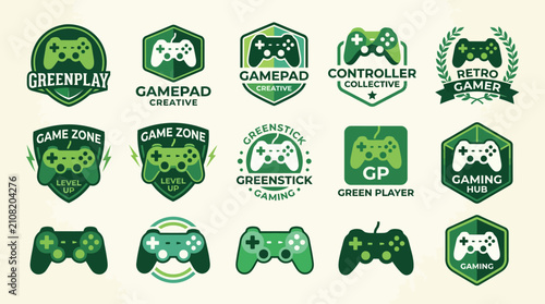 Gaming and eSports controller mascot logo set.