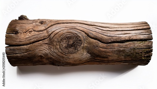 A Weathered Textured Log With Rough Bark And Knots On A White Background Perfect For Nature Rustic Or Woodworking Themed Projects
