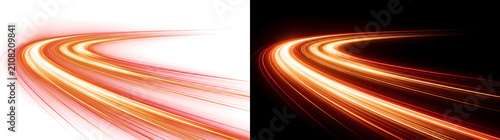 Orange speed light curve streaking with a smooth fast motion trail ideal for PNG, Transparent and Black Background Versions in designs