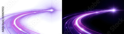 Canvas Print Purple light speed curve streaking toward a glowing star on a dark background id