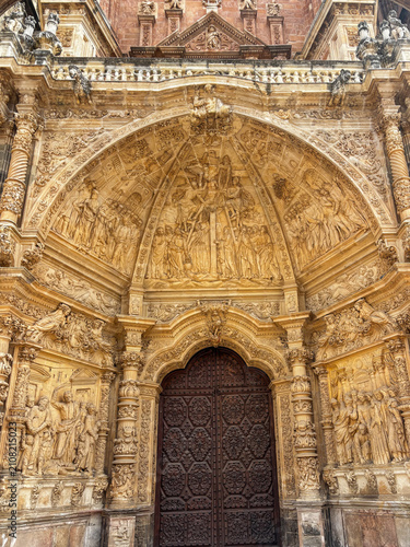 Historic Astorga Cathedral in Leon Province, Spain. Gothic architecture, impressive facade and one of the city’s most important religious landmarks