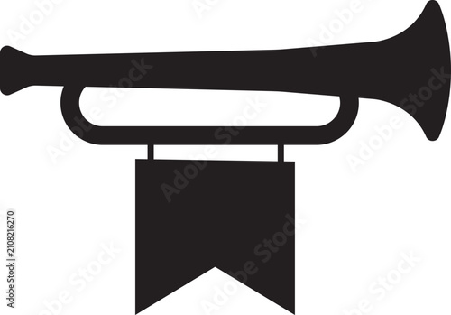 Photography Trumpet icon in black flat style