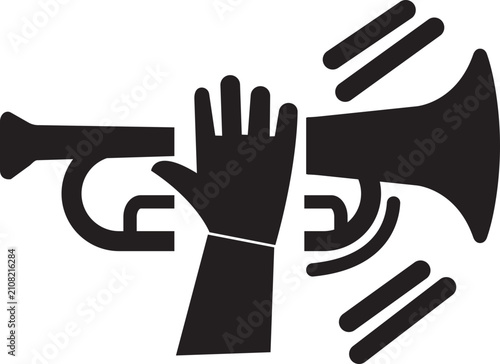 Photography Trumpet icon in black flat style