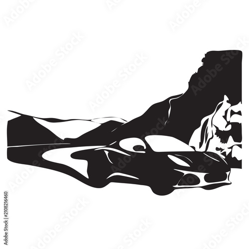 vector illustration of a woman in a car