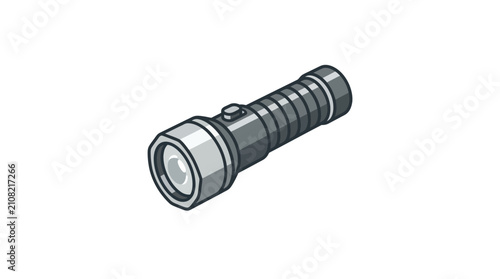 Pixel Art Flashlight Icon: Retro Digital Illustration of a Portable Light Source on White Background