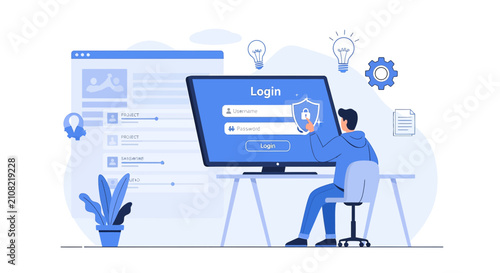 User logging into secure system with strong password protection