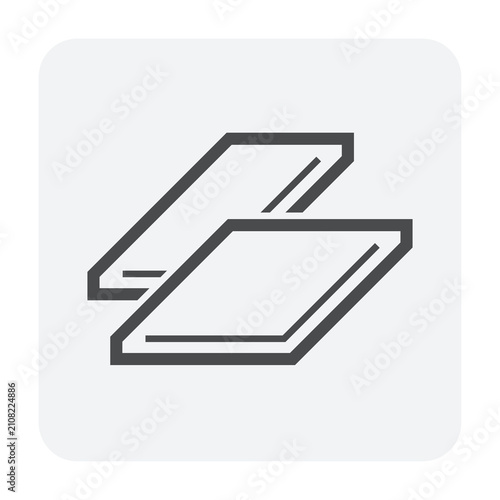 Steel metal plate vector icon representing industrial steel product, sheet metal material, structural steel fabrication, metal manufacturing, engineering supply, construction material.