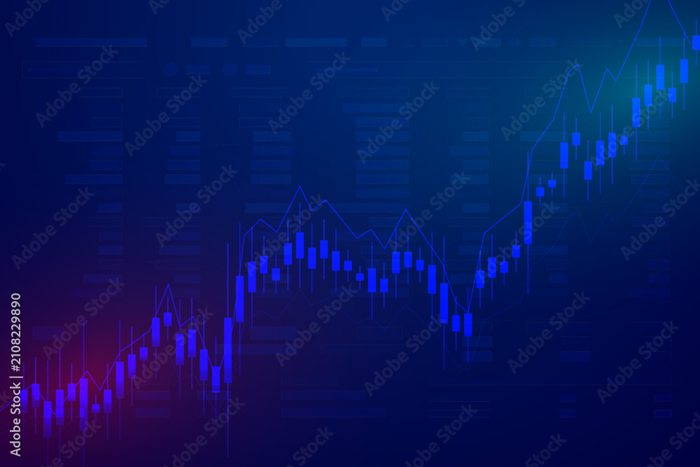 Naklejka premium Abstract blue candlestick chart illustrating a bullish market trend, financial growth and trading analytics. Ideal for finance, investment, stock market, business and data visualization concepts 